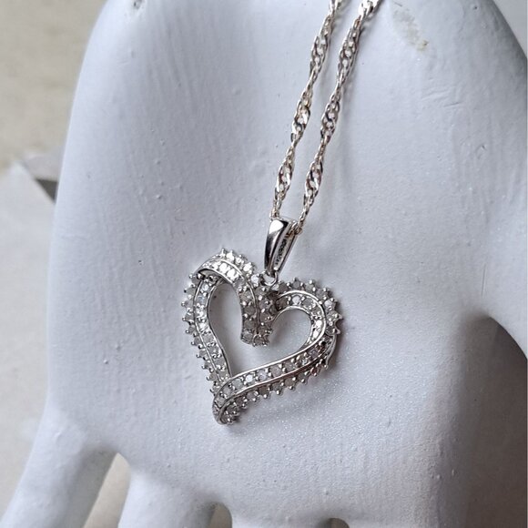 Jewelry - 1/2 Carat Diamond Heart Sterling Silver Necklace